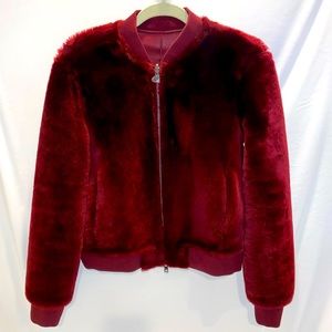 Theory Reversible Lamb Shearling zip up  bomber jacket. Size small